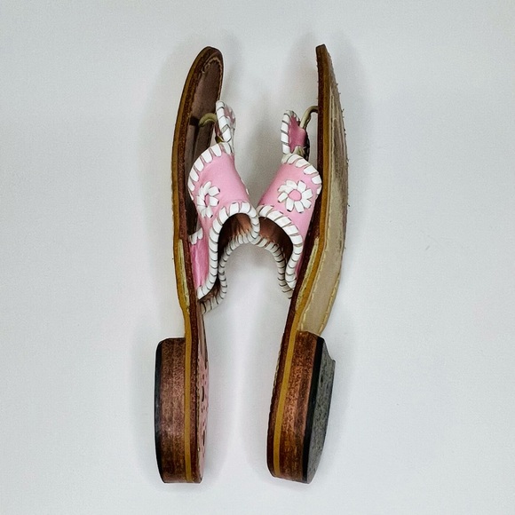 Jack Rogers Women’s Pink White Leather Jacks Flat Sandals Size 7 - Picture 9 of 10